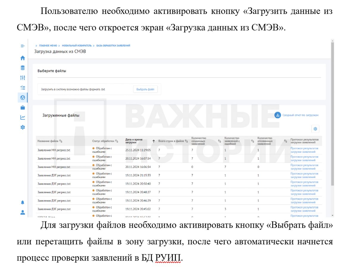 На втором шаге системный администратор может загрузить csv-файл с данными избирателей, после чего автоматически запустится проверка по базе данных РУИП