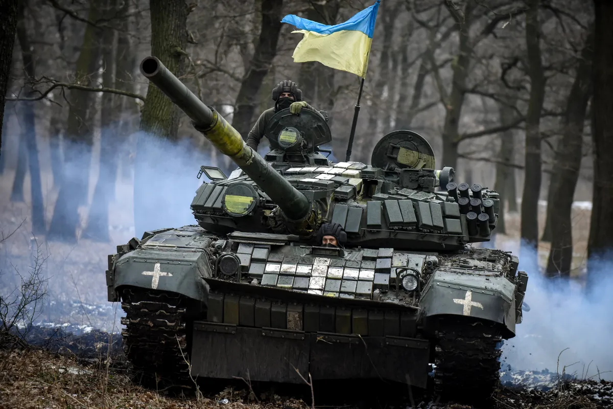 Украинский танк под Бахмутом, 18 января