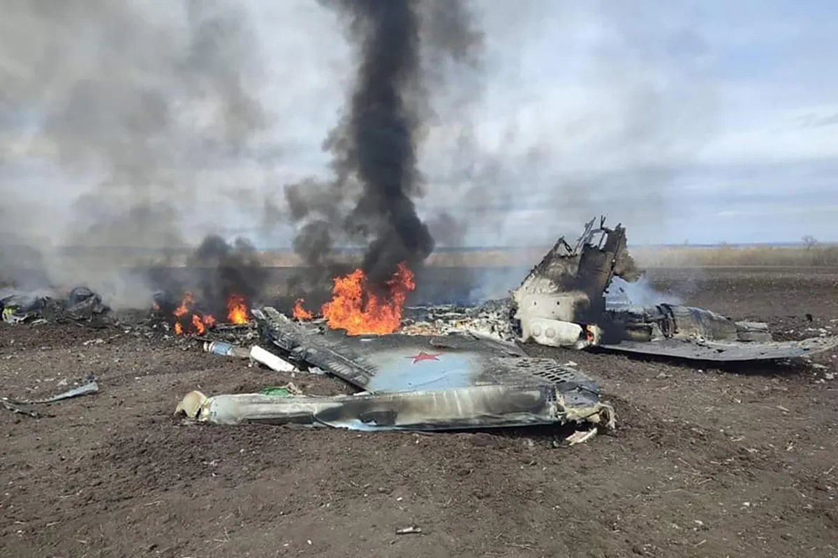 Сбитый российский самолет под Харьковом. 3 апреля 2022 года