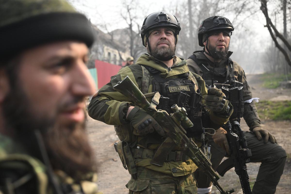Чеченские военные в Мариуполе, 9 апреля 2022 года
