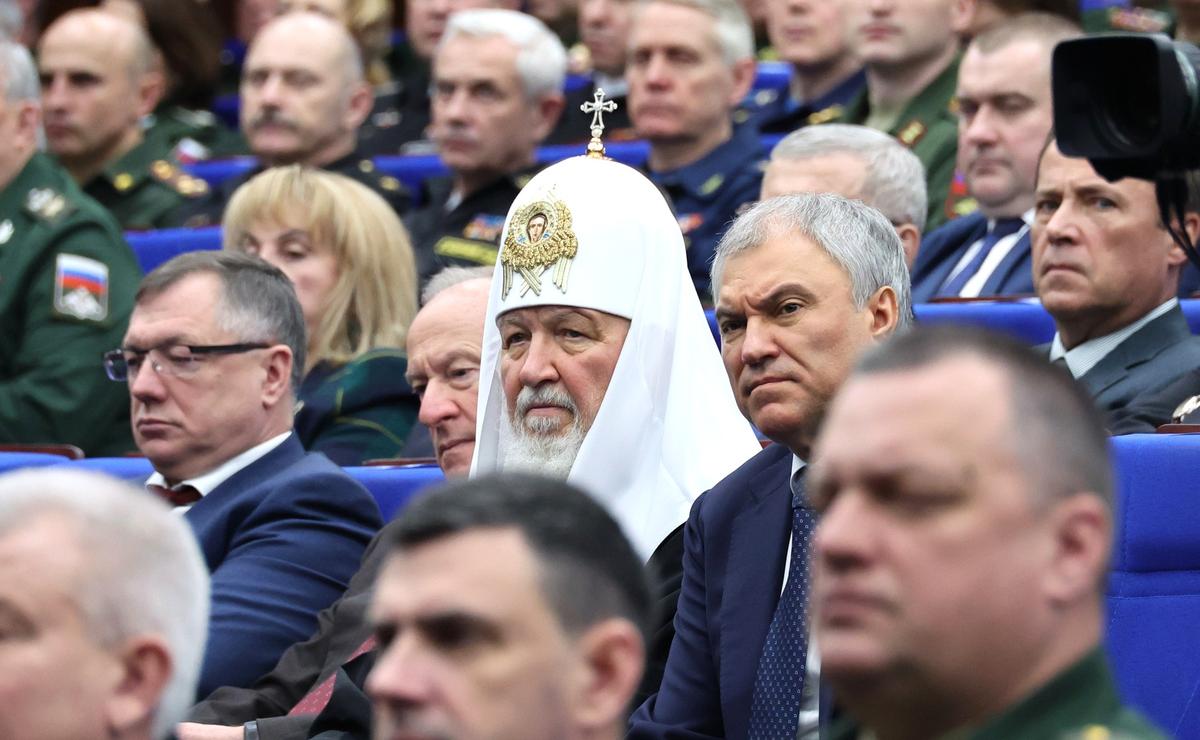 Патриарх Кирилл на расширенном заседании коллегии Минобороны; 19 декабря 2023 года 
