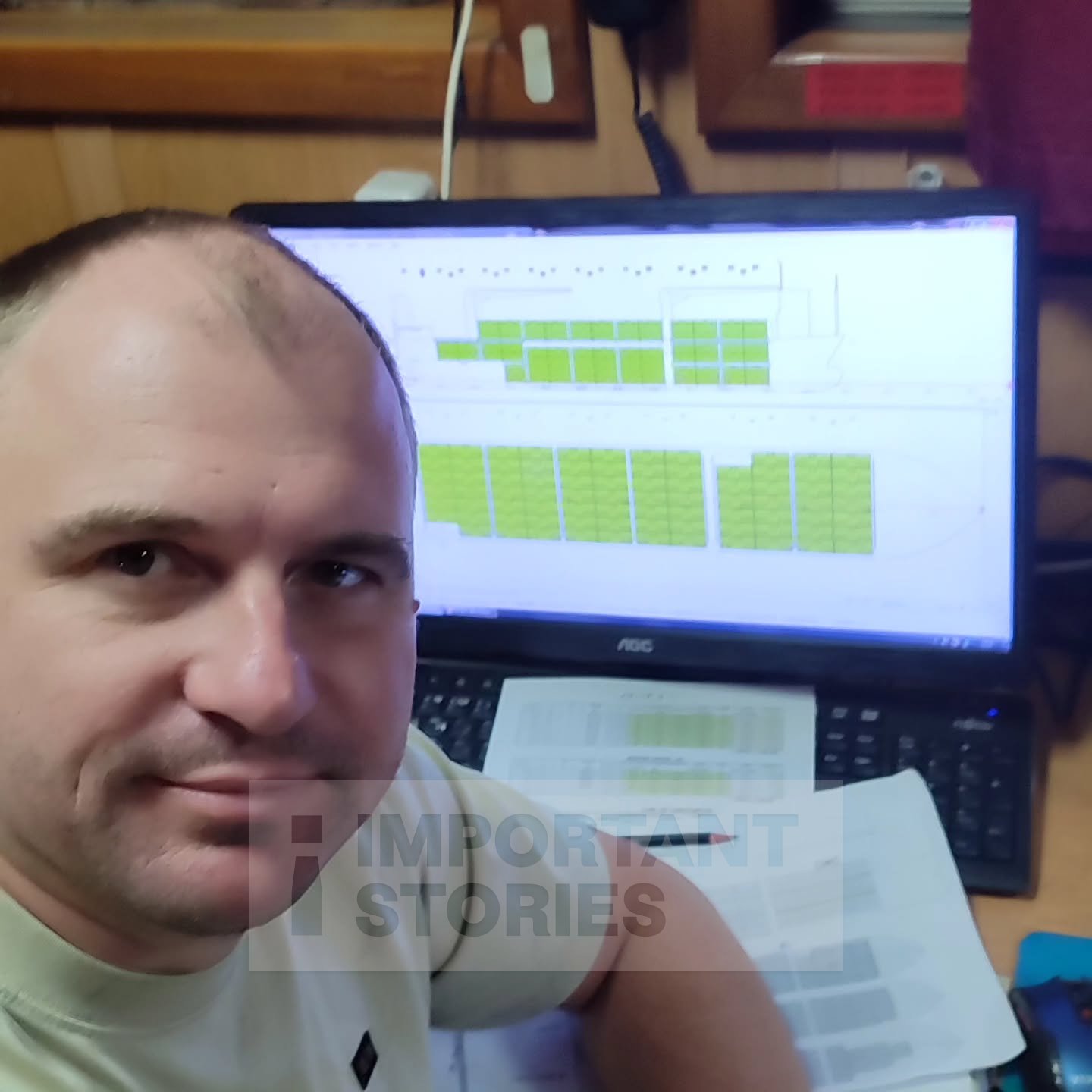 Denis Zagorodnenko, Chief Officer of the Lady R, photographed the vessel’s container stowage plan