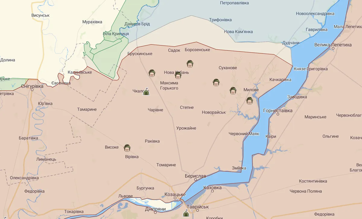 Положение украинских и российских войск перед наступлением ВСУ 15 октября