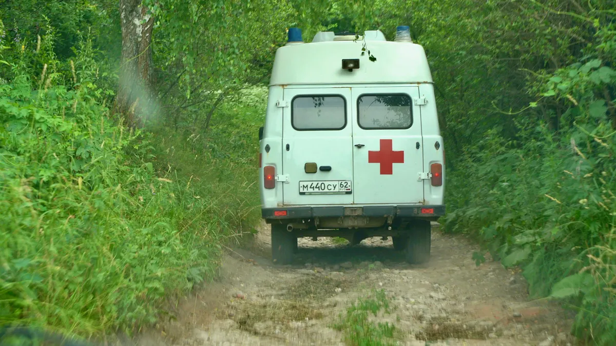 Ambulance goes to call in Stary Posad