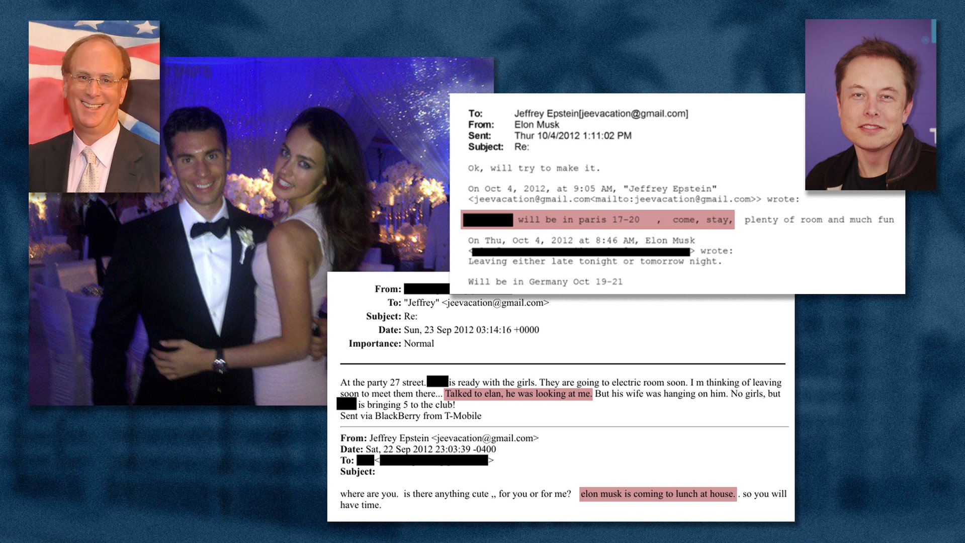 In the photo, dressed in evening wear, are Lana Pozhidaeva and her then-boyfriend, Joshua Fink, the son of BlackRock’s CEO