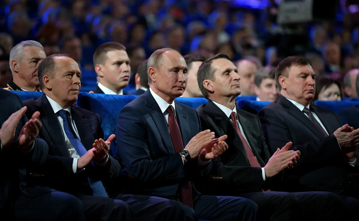 Vladimir Putin managed to find assistants who won't say a word against him (Federal Security Service Chairman Alexander Bortnikov, left, and Russian Foreign Intelligence Chairman Sergey Naryshkin, right).