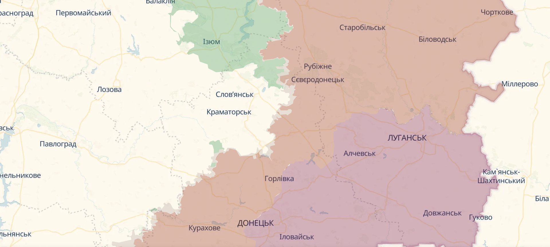 Линия фронта в Донецкой области