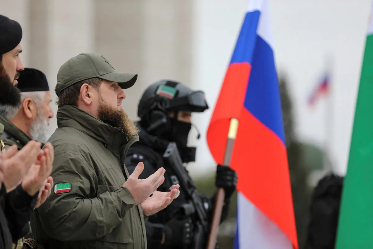 Рамзан Кадыров выступает перед чеченскими силовиками в Грозном. 25 февраля 2022 года