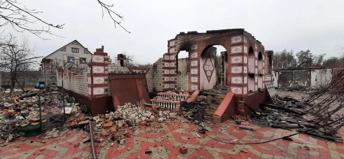 All that was left of Yulia's parents' house after Russian troops left