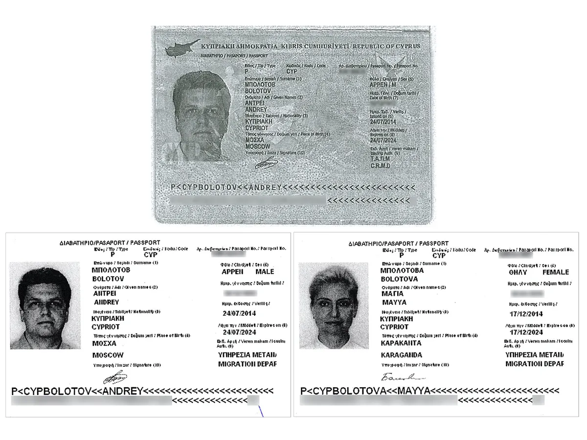 Фото кипрского паспорта Андрея Болотова в документах офшорного регистратора DADLAW. И то, как отражались сведения о кипрских паспортах Андрея Болотова и Майи Болотовой, в базе данных одной из служб (данные получены «Важными историями»).
