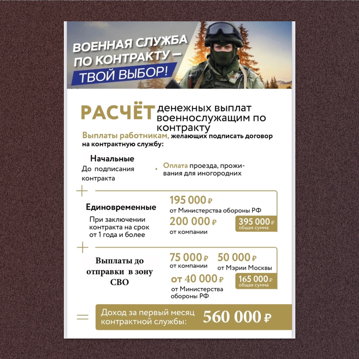 Mashprom is not stingy — in April it offered servicemen 560,000 rubles...