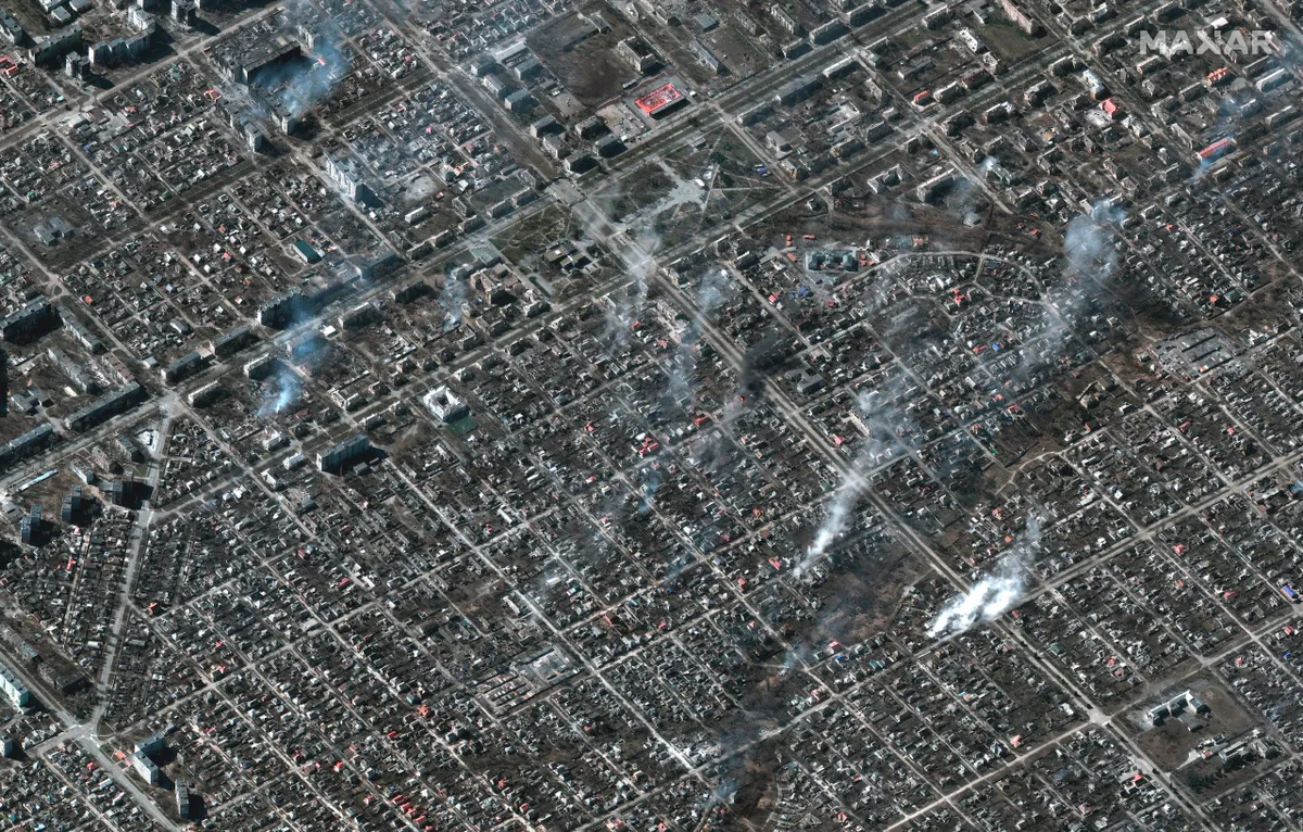 Спутниковый снимок Мариуполя. 22 марта 2022 года