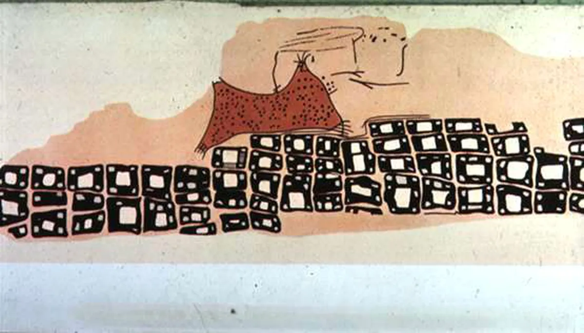 Карта города Конья, 6200 год до н.э. Считается самой древней картой. На ней изображены 80 домов, а сверху — извергающийся вулкан