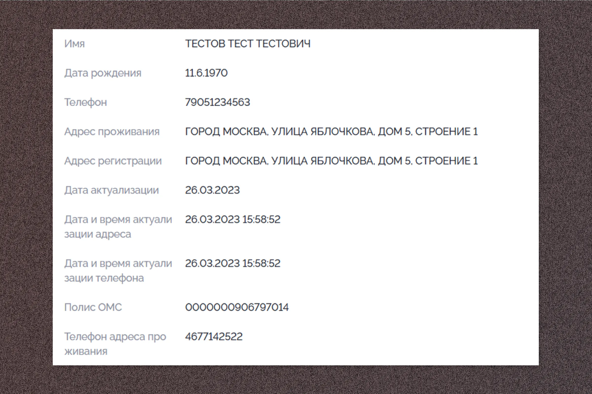 Before the opening of the Moscow recruitment center, test entries with its address appeared in EMIAS