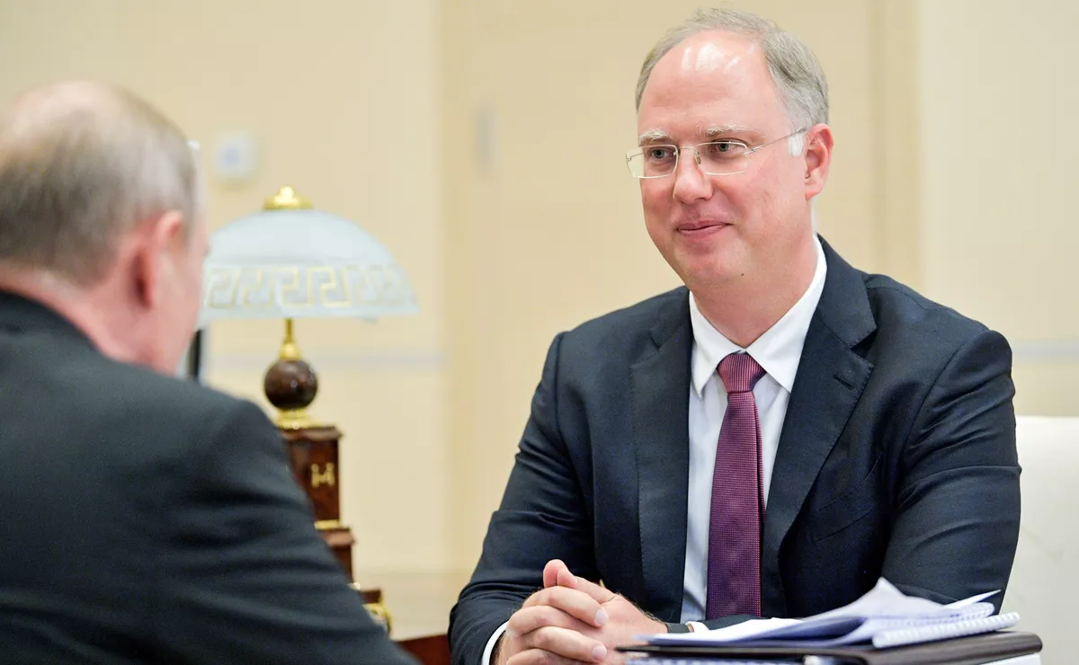 Vladimir Putin during his meeting with the head of the Russian Direct Investment Fund Kirill Dmitriev