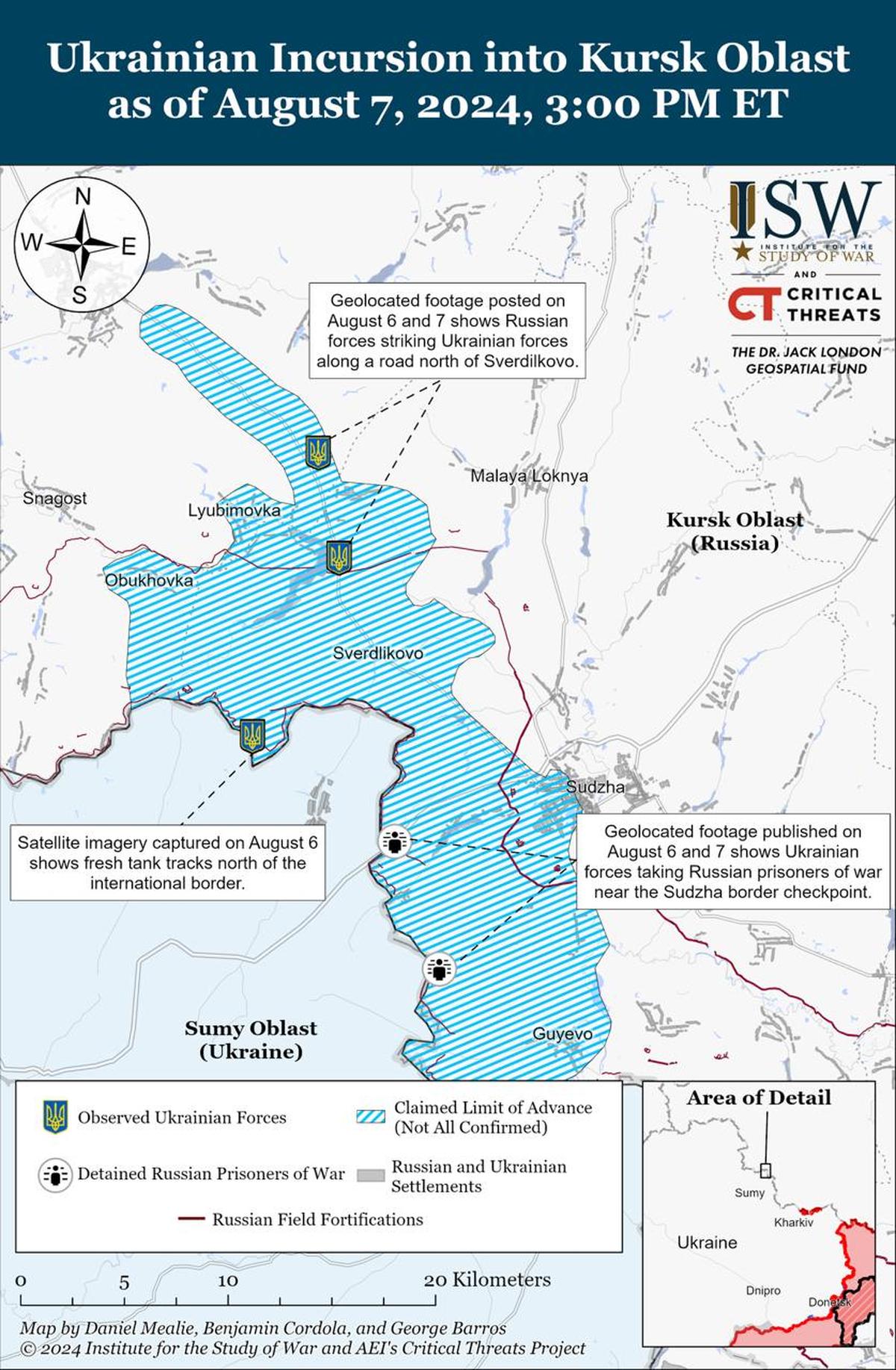 Карта боевых действий в Курской области