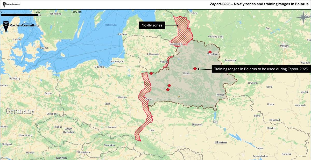 Бесполетные зоны в Европе и зона учений в Беларуси
