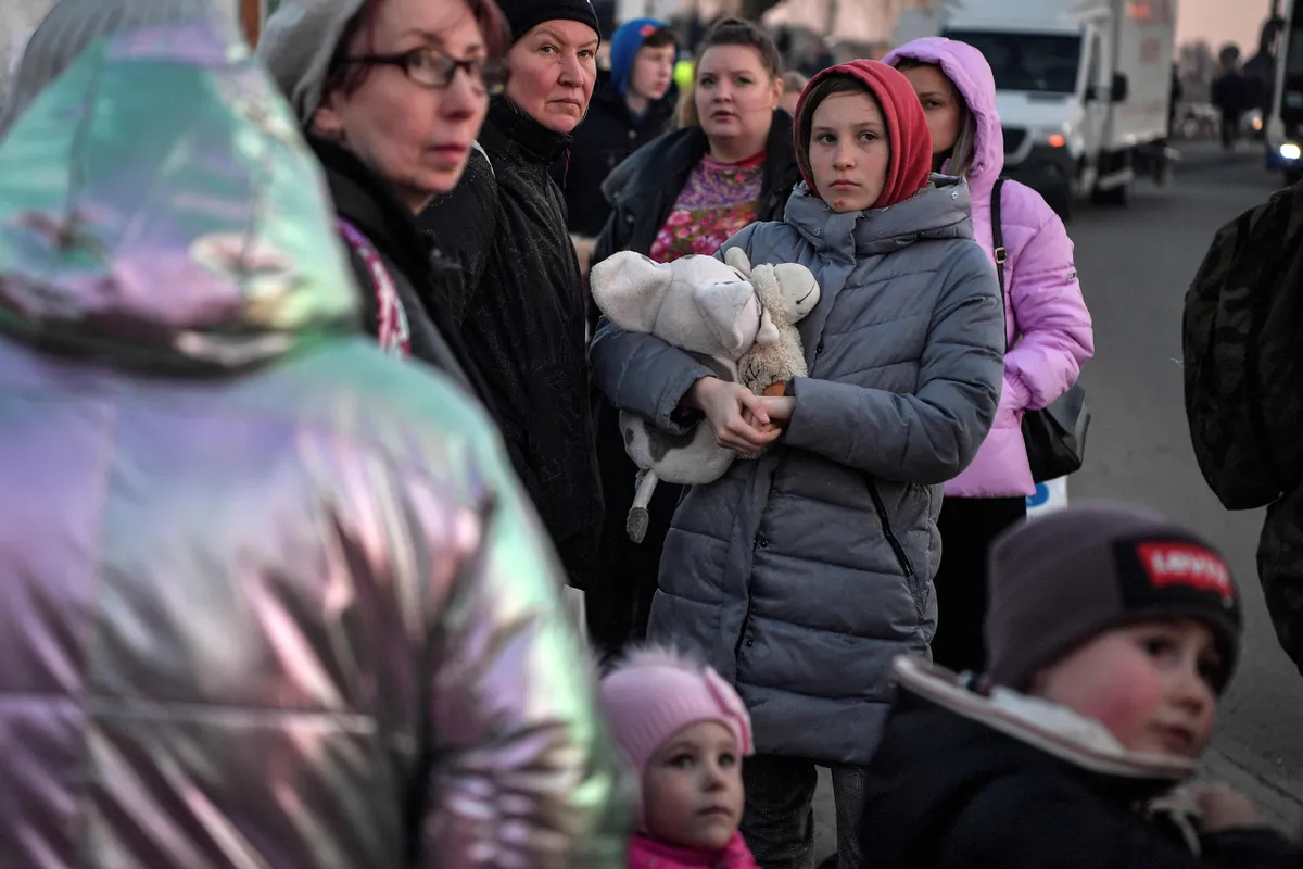 Беженцы на границе Украины с Польшей, 14 марта 2022 года