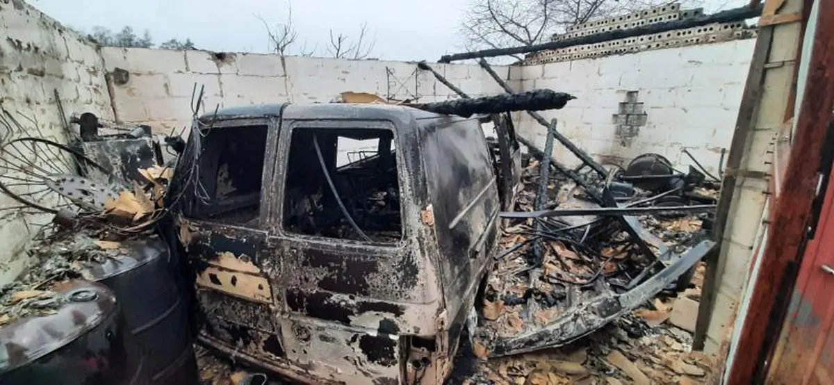 Yulia's family car was burnt by the Russian military