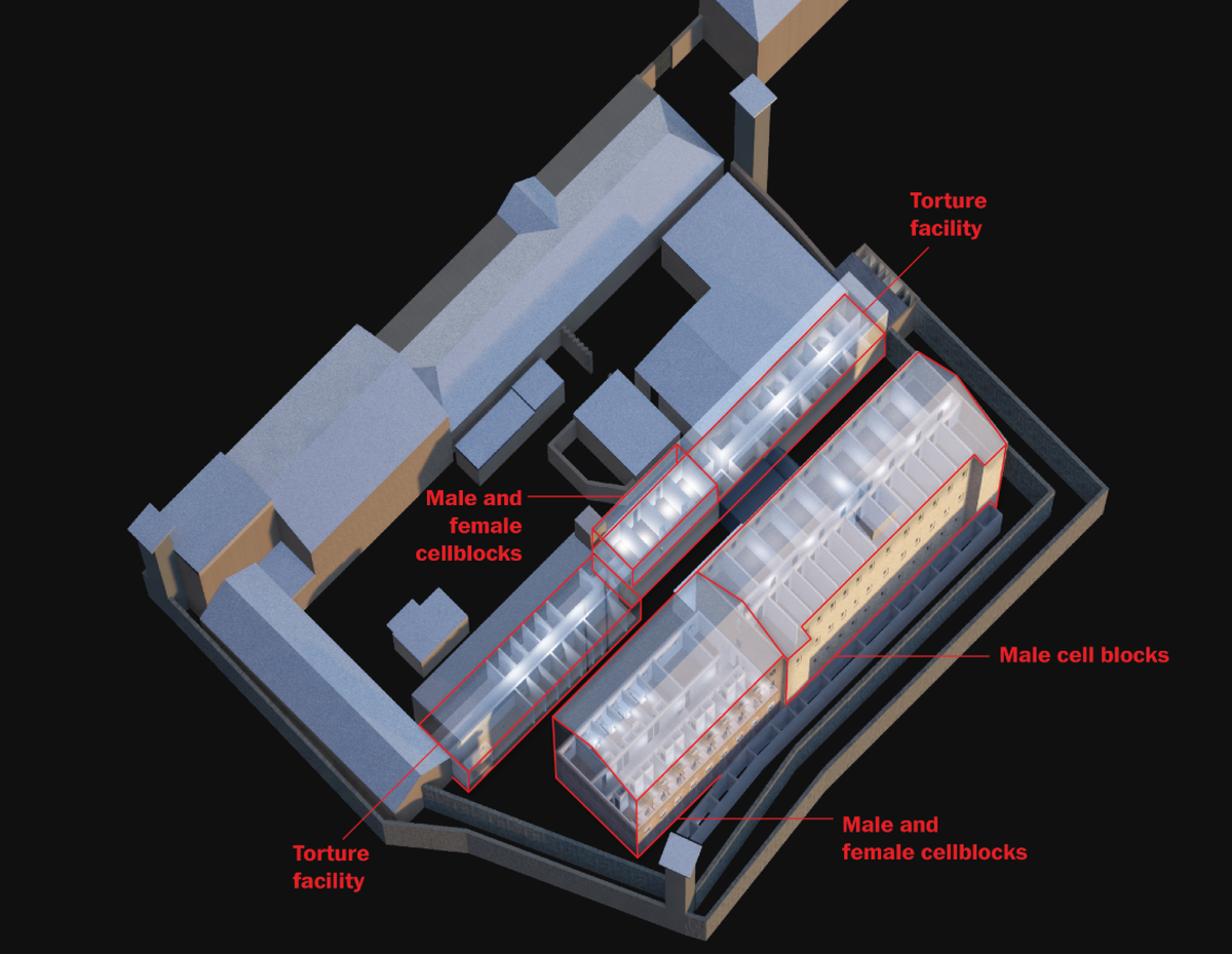 3D model of SIZO-2 in Taganrog, made on the basis of interviews with released detainees. All survivors of the detention center recall the torture chambers, from which screams were regularly heard