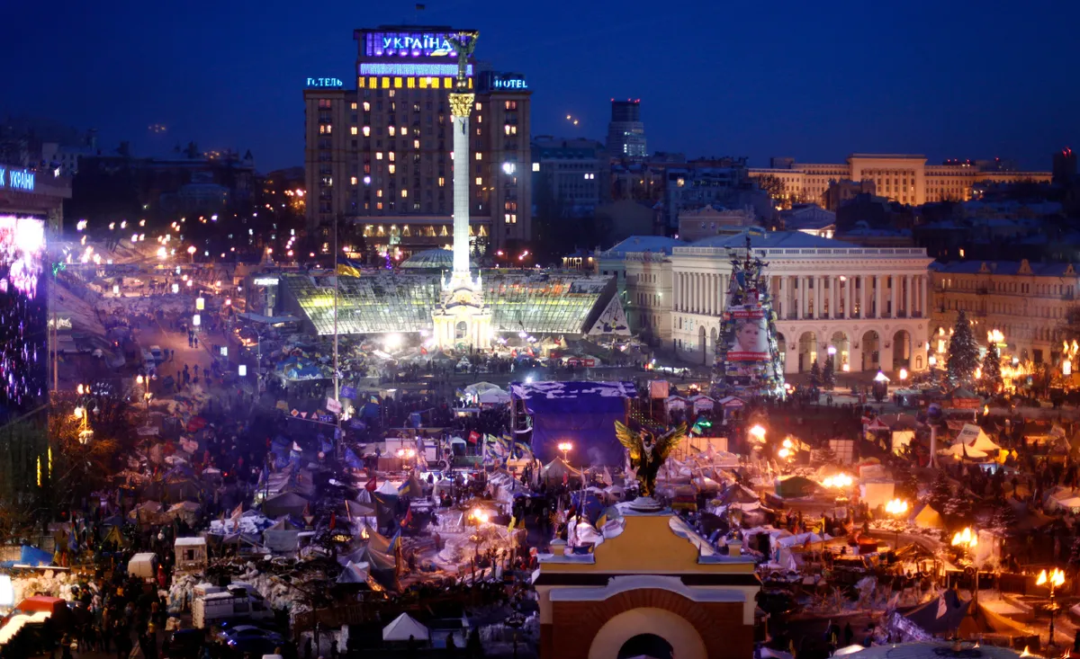 Палатки протестующих в центре Киева 26 января 2014 года 
