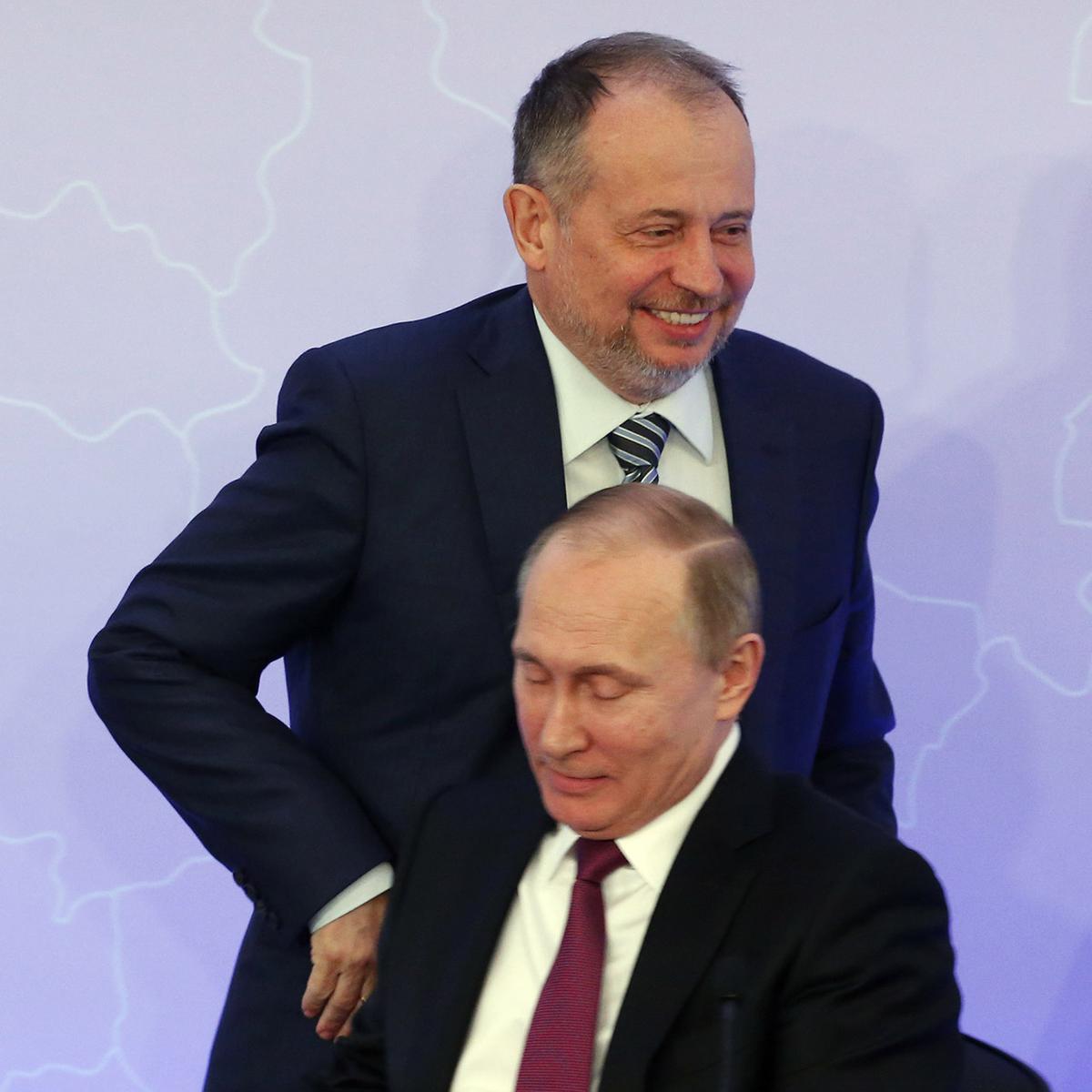 Акционер НЛМК Владимир Лисин и Владимир Путин